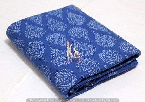 Indigo Blue Fast Color Floral Leaf Block Print Cotton Fabric