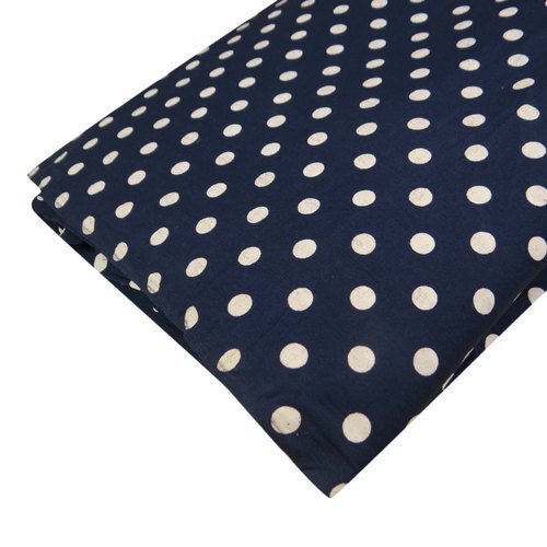 Indigo Blue fast Color Polka Dot Block Print Cotton Fabric