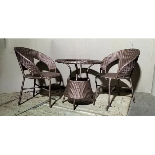 Wicker Table Chair Set - 78 cm Height Chairs, 58 cm Height Table | Modern Brown Design, Durable, Easy to Clean, Lightweight, Moisture Proof, 2-Year Warranty
