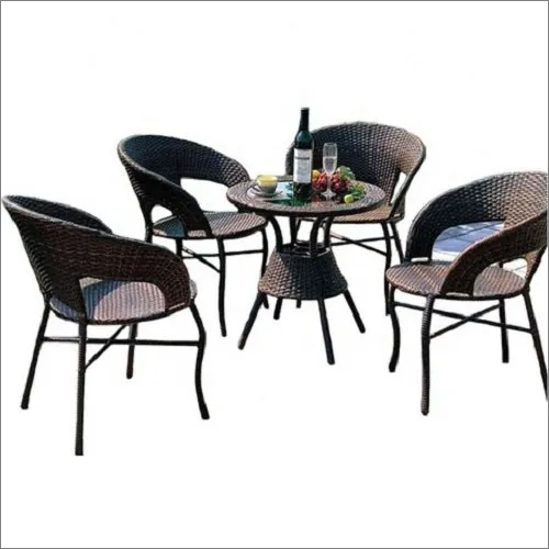 Brown Rattan Outdoor Cafe Table Set
