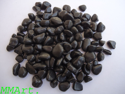 landscaping decorative jet black polished pebbles stone for home interiur decoration used