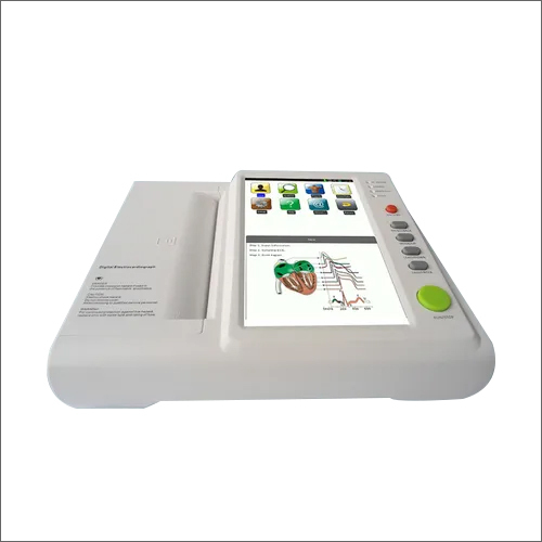 12 Channel ECG Machine - New Digital Technology | Automatic Use, Portable Design, Steel and Fibre Construction, Multi-Color Screen