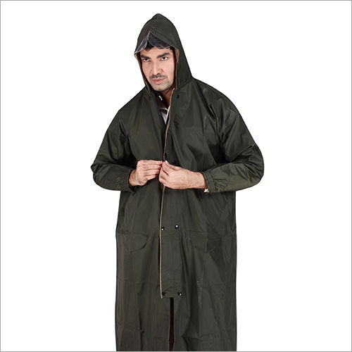 Black Unisex Long Raincoat