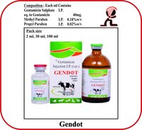 Liquid Gentamicin Sulphate Injection 40mg Inj. Brand - Gendot 100 Ml