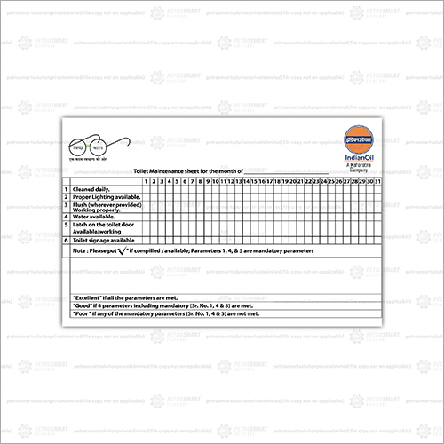 Toilet Maintenance Chart Sticker