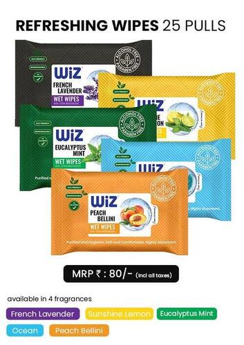WiZ Refreshing Wet Wipes with Extra Moisturizers - 25 Pulls Pouch