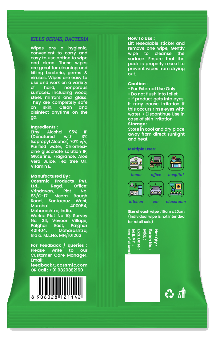 Wiz Alcohol Based Disinfecting Wet Wipes - 30Pulls