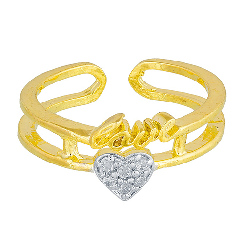 Ladies Crystal Gold Ring