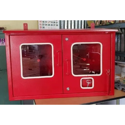 Red Double Door Mild Steel Fire Hose Box