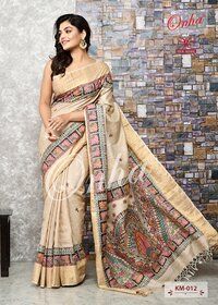 Tussar Silk Madhubani Handpainted Saree