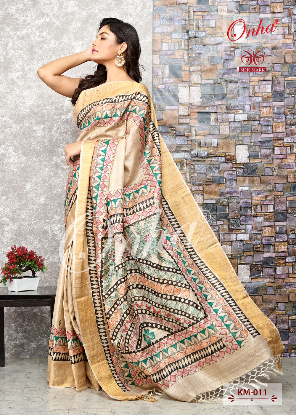 Tussar Silk Madhubani Handpainted Saree