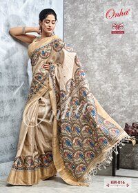 Tussar Silk Madhubani Handpainted Saree