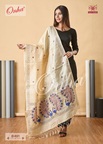 Tussar Silk Madhubani Handpainted Dupatta