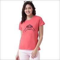 Ladies Round Neck T-shirt - Cotton Fabric, Customized Size , Printed Patterns & Various Colors