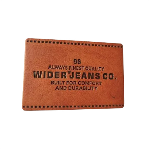 Brown Designer Leather Jeans Label