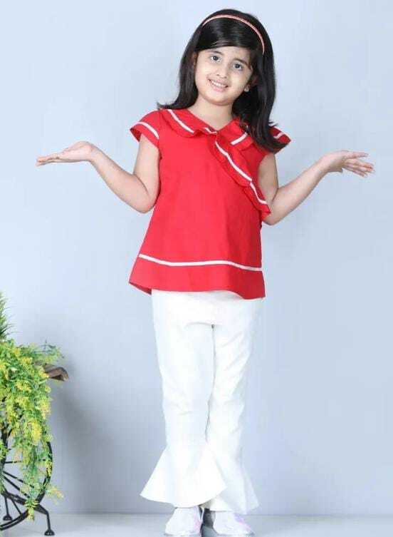 Girls Red Cotton Top