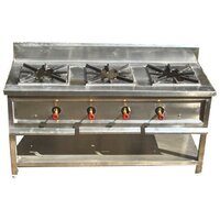 Stainless Steel Commercial 3 Burner Indian range
