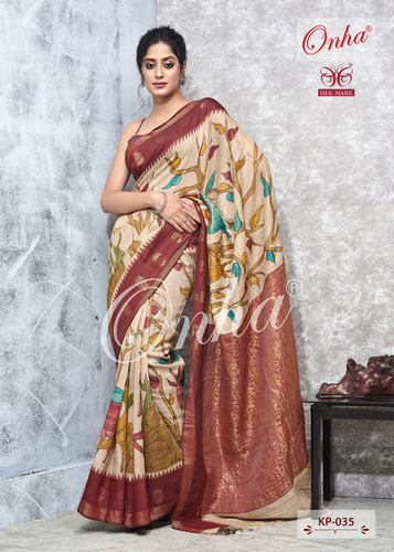 Tussar Silk Handpainted Saree
