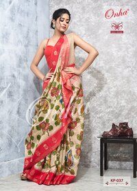 Tussar Silk Handpainted Saree