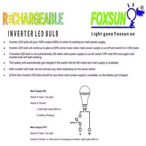 Rechargeable Inverter LED Bulb
