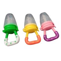 Baby Fruit Feeder Pacifier Set - Silicone Material, 3 Pieces | Ideal For 3-12 Months, Colorful Green, Yellow, And Pink Design