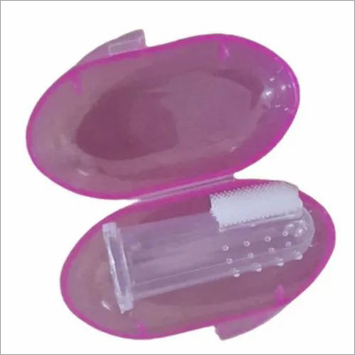 Pink And White Silicone Baby Finger Brush