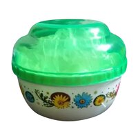 Baby Powder Puff - Cotton Material, 600 Gm Size | Green And White Color, Ideal For Age Group 1-2 Years, Printed Puff Design