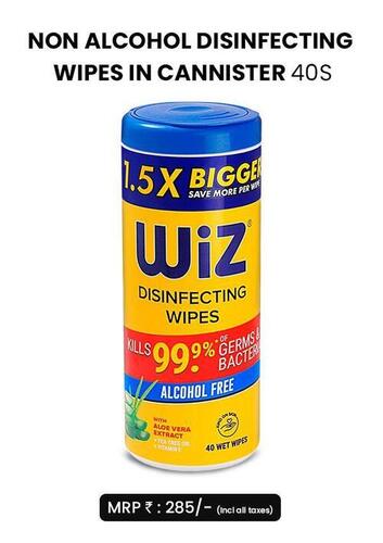 Wiz Non Alcohol Based Disinfecting Wipes - 40 Pulls Cannister Pack