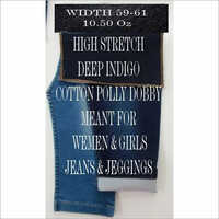 Cotton Polly Dobby Denim Fabric - Color: Indigo