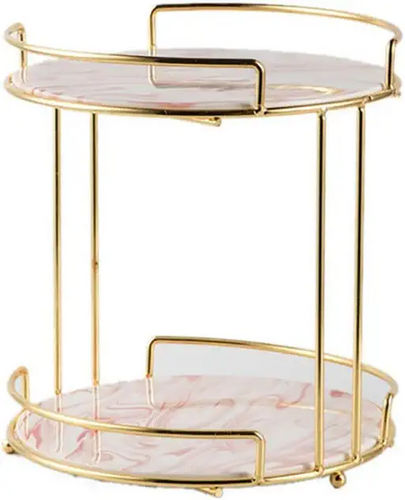 2 Tire Cake Stand Round Shape Material Metal With Tray