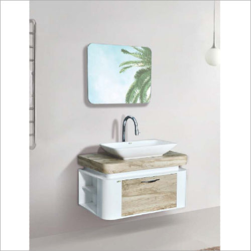 White And Brown 1013 Bathroom Wash Basin With Mirror