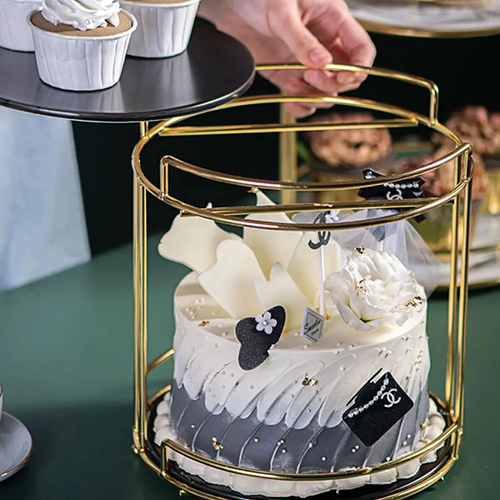 Marble and Metal  2 Tire Cake Stand Round Shape
