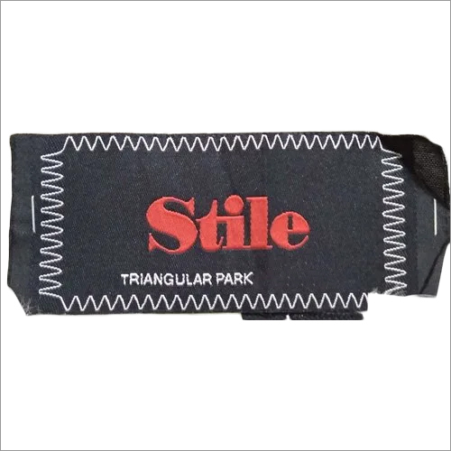 Rectangular Black Embroidered Woven Label