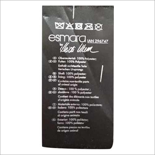 Black Satin Printed Label for Garments