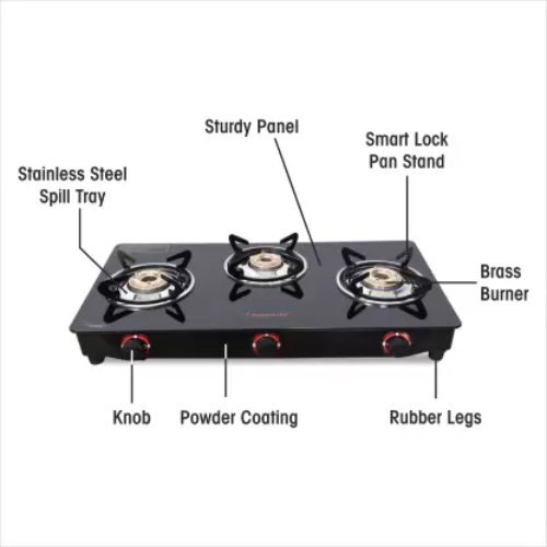 3b glass top Stove 3 Litres Aluminium pressure cooker