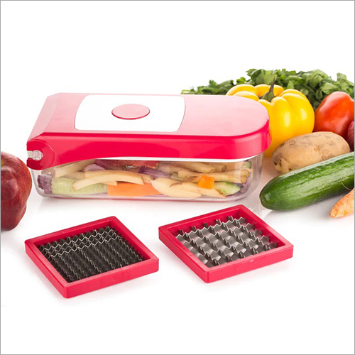 8102 Ganesh Plastic Chopper Vegetable And Fruit Cutter Red