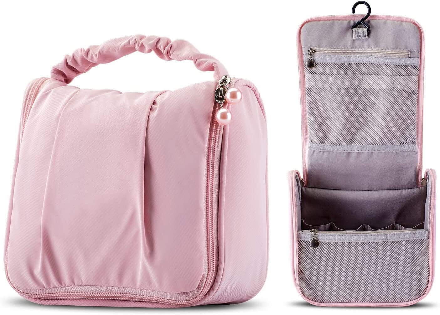 House of Quirk Toiletry Bag with Pearl Zipper  Luxury Cute Travel Make Up Hanging Wash Bag Cosmetic Waterproof Hanging Toiletries Bag Personalised