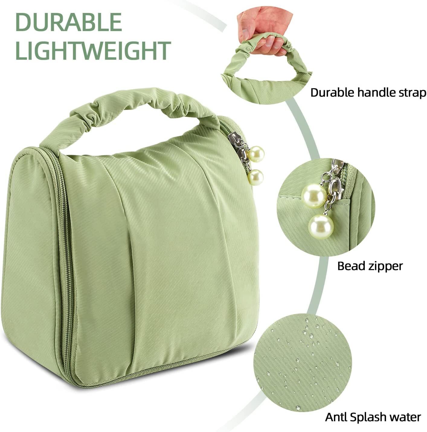 House of Quirk Toiletry Bag with Pearl Zipper  Luxury Cute Travel Make Up Hanging Wash Bag Cosmetic Waterproof Hanging Toiletries Bag Personalised