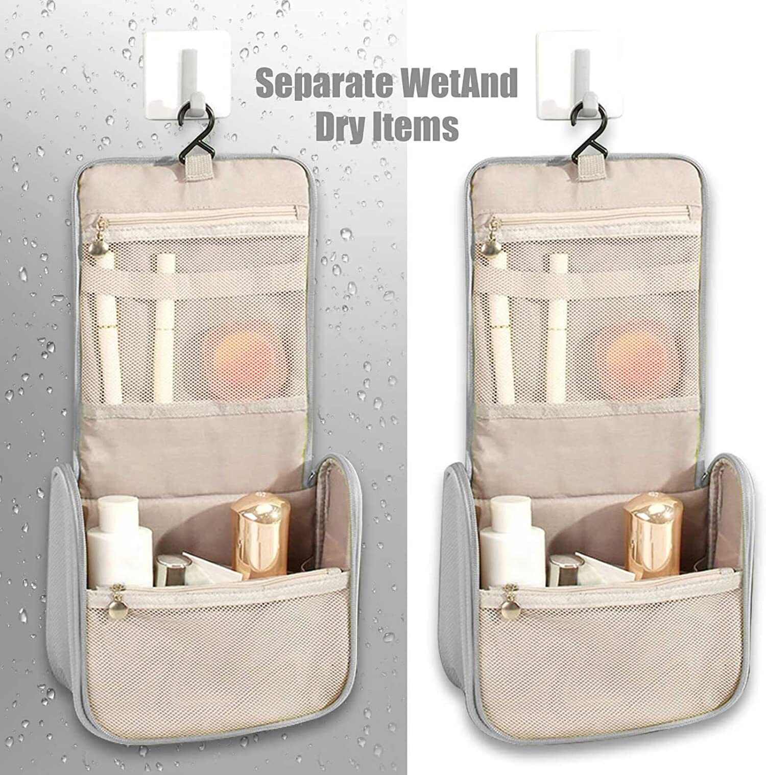 House of Quirk Toiletry Bag with Pearl Zipper  Luxury Cute Travel Make Up Hanging Wash Bag Cosmetic Waterproof Hanging Toiletries Bag Personalised