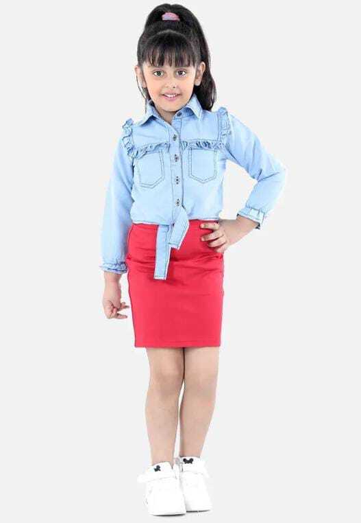 Kids Denim Shirt and Skirt