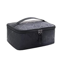 Marble Printed Cosmetic Bag With Zipper - Pu Material, 24x16x9 Cm, Black/white/blue/green/pink | Waterproof, Multi-functional, Ideal For Travel & Storage