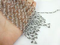 Crystal Quartz Rosary Chain Gunmetal Plating Size 3mm Wire Wrapped Gemstone Jewelry Crystal Quartz Bead Rosary