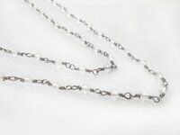 Crystal Quartz Rosary Chain Gunmetal Plating Size 3mm Wire Wrapped Gemstone Jewelry Crystal Quartz Bead Rosary