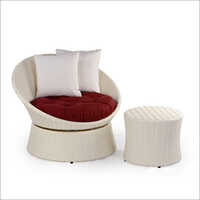 Outdoor Wicker Chair - Wooden, Velvet, Foam Materials | White Color, Eco-friendly Design, Includes Side Table, Ideal For Gardens, Hotels, Holiday Resorts, Warranty Included