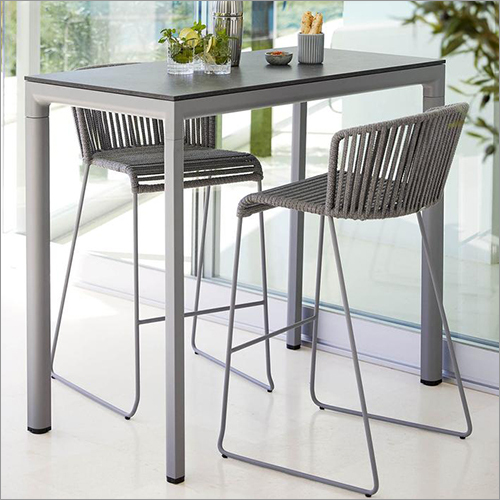 Silver Modular Cane Line Bar Stool With Table