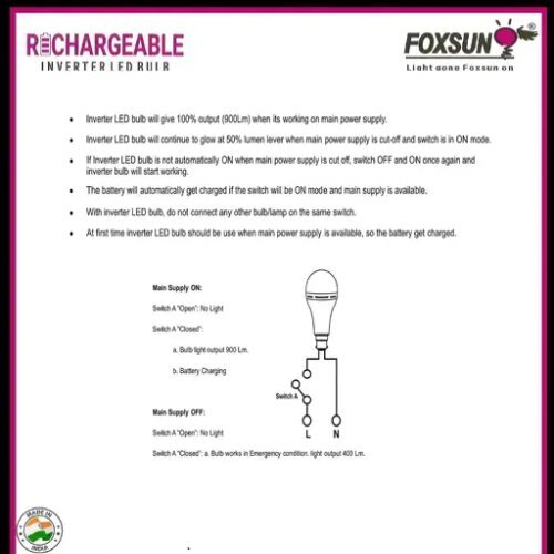 12 watt Rechargeable Inverter LED Bulb
