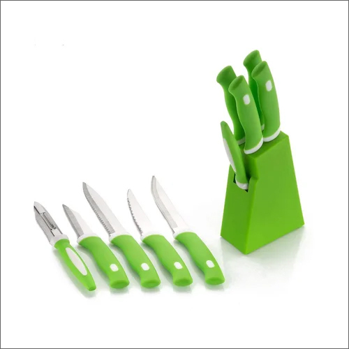 Plastic 5Pcs Kitchen Knife Set With Stand