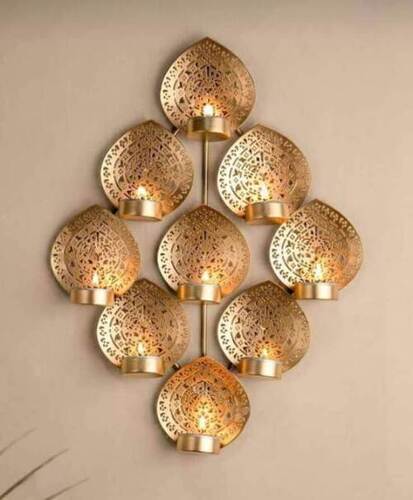 9 Leaf Metal Wall Votive Sconces Tea light Candle Holders Candle Lamp for Christmas Decorations