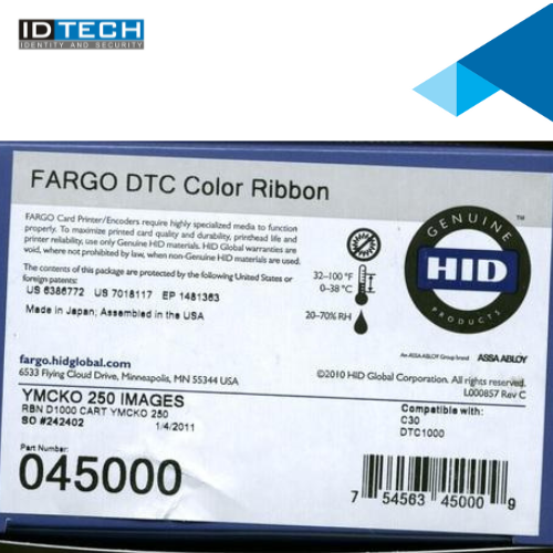 Fargo 45000 YMCKO Color Cartridge Ribbon