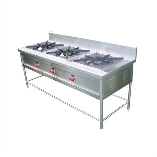 Silver Three Burner Indian Commercial Range